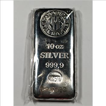 10oz 999 Fine Silver Bar Nadir Hand Poured Look Serial B94993