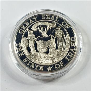 1.1oz Proof Sterling Silver Commemorative of the State of Idaho*Water & Nuclear Development*In Capsule*Franklin Mint