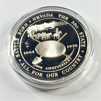 1.1oz Proof Sterling Silver Commemorative of the State of Nevada*Battle Born*In Capsule*Franklin Mint