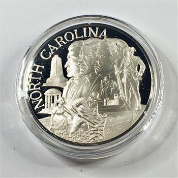 1.1oz Proof Sterling Silver Commemorative of the State of North Carolina*North Carolina's State Seal*In Capsule*Franklin Mint