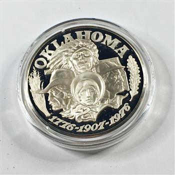 1.1oz Proof Sterling Silver Commemorative of the State of Oklahoma*Historical Dates on Reverse*In Capsule*Franklin Mint