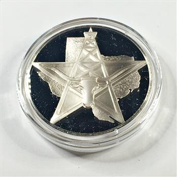1.1oz Proof Sterling Silver Commemorative of the State of Texas*The Lone Star State*In Capsule*Franklin Mint