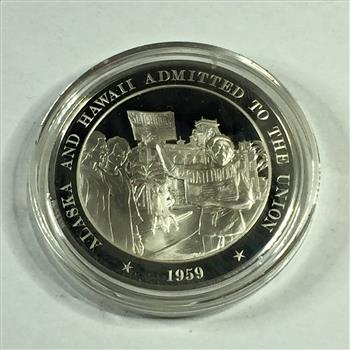 1.2 oz Proof Sterling Silver Historical Commemorative Medallion*Alaska and Hawaii Admitted to the Union*In Capsule