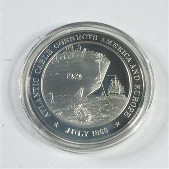 1.2 oz Proof Sterling Silver Historical Commemorative Medallion*Atlantic Cable Connects America and Europe*In Capsule