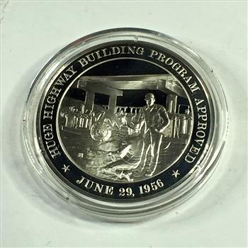 1.2 oz Proof Sterling Silver Historical Commemorative Medallion*Huge Highway Building Program Approved*In Capsule