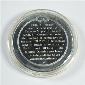 1.2 oz Proof Sterling Silver Historical Commemorative Medallion*Monroe Doctrine Sets Foreign Policy*In Capsule