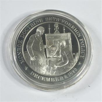 1.2 oz Proof Sterling Silver Historical Commemorative Medallion*Monroe Doctrine Sets Foreign Policy*In Capsule
