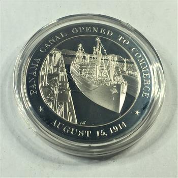 1.2 oz Proof Sterling Silver Historical Commemorative Medallion*Panama Canal Open To Commerce*In Capsule