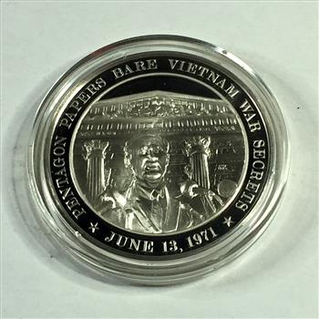 1.2 oz Proof Sterling Silver Historical Commemorative Medallion*Pentagon Papers Bare Vietnam War Secrets*In Capsule
