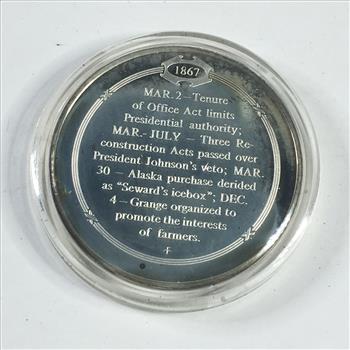 1.3 oz Proof Sterling Silver Historical Commemorative Medallion*Alaska Purchased From Russia*In Capsule