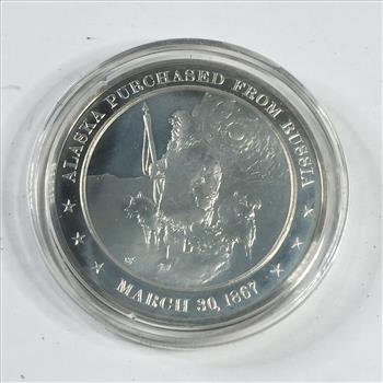 1.3 oz Proof Sterling Silver Historical Commemorative Medallion*Alaska Purchased From Russia*In Capsule