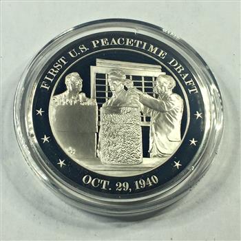 1.3 oz Proof Sterling Silver Historical Commemorative Medallion*First U.S. Peacetime Draft*In Capsule