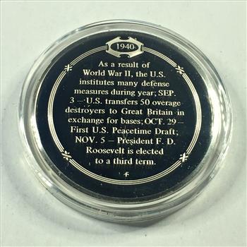 1.3 oz Proof Sterling Silver Historical Commemorative Medallion*First U.S. Peacetime Draft*In Capsule