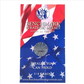 1/4 Grain .999 Fine Gold*Benchmark Strategic Metals COA*American flags*Encased in Business Sized Card