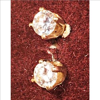 14K Gold And Diamond Earrings*Total Weight 0.3 Grams
