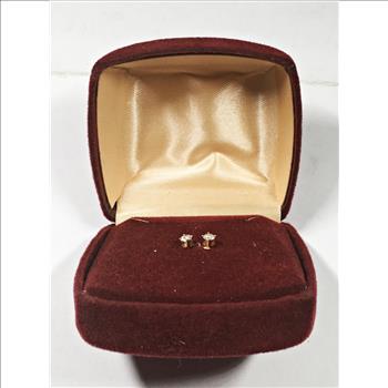 14K Gold And Diamond Earrings*Total Weight 0.3 Grams