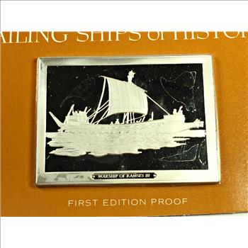 1500 Grains Sterling Silver Proof Ingot*Great Sailing Ships of History*WARSHIP OF RAMSES III*1974 Franklin Mint