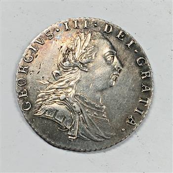 1787 KING GEORGE III GREAT BRITAIN EARLY SILVER SIXPENCE