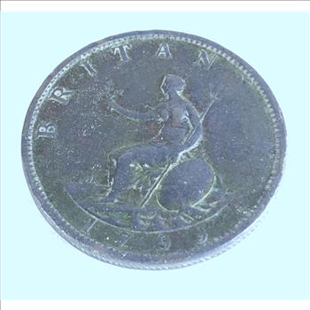 1799 British Half Penny Coin in High Grade of Preservation  Original Surfaces
