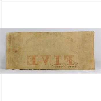 1800's $5 State Bank of South Carolina Obsolete Broken Bank Note - Original Hand Signed and Numbered