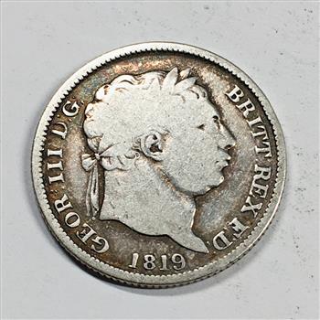 1819 GREAT BRITAIN SHILLING SILVER GEORGE III