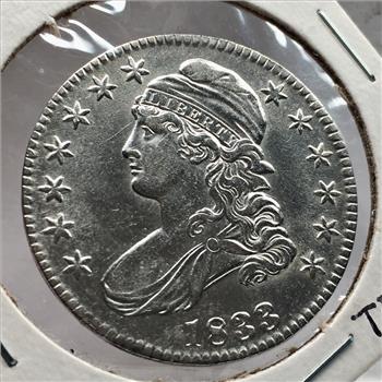 1833 Silver Capped Bust Lettered Edge Half Dollar