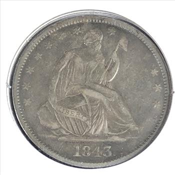 1843-O Silver Seated Liberty Half Dollar*Struck at New Orleans*LIBERTY Fully Visible