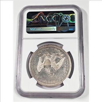 1845 $1 Seated Liberty AU55 Graded by NGC