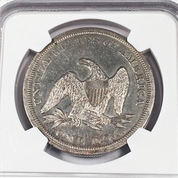 1845 $1 Seated Liberty AU55 Graded by NGC