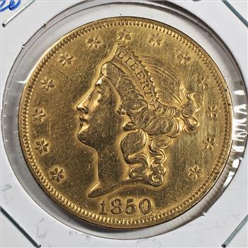 1850 $20 Liberty Head Gold Double Eagle - Made of 1849 California Gold