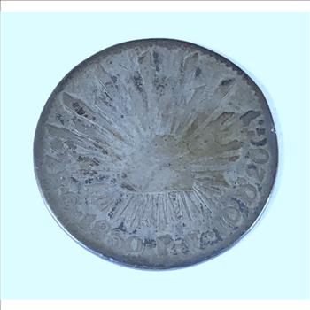 1850 Mexico Silver 2 Real Coin Phrygian Cap and Rays Type