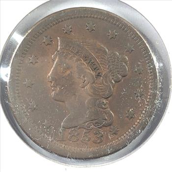 1853 Braided Hair Large Cent*LIBERTY Fully Visible