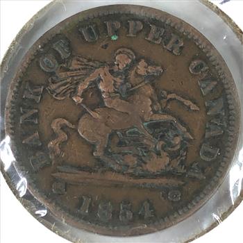 1854 Canada One Penny Bank Token