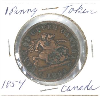 1854 Canada One Penny Bank Token
