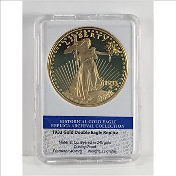 1861 24K Gold Layered Double Eagle $20 Replica*40mm In Custom Holder
