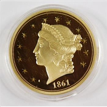 1861 24K Gold Layered Double Eagle Replica*Proof*40mm