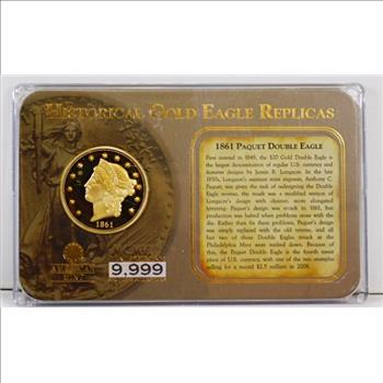 1861 Historical Gold Eagle Replica*Paquet Double Eagle*American Mint in Protective Custom Holder
