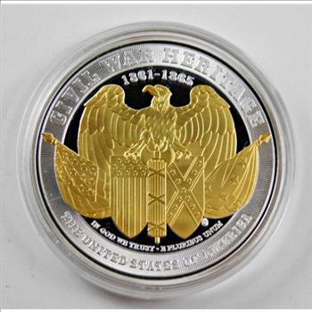 1862 Confederate Medal of Honor Commemorative*Silver Layered with Spot Gold Proof*50mm*Protective Capsule