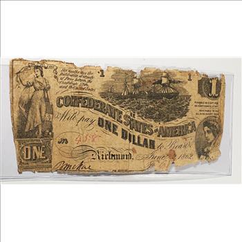 1862 Confederate States of America One Dollar Note*Richmond