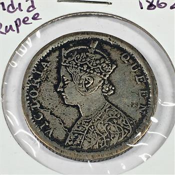 1862 Indian Silver 1 Rupee