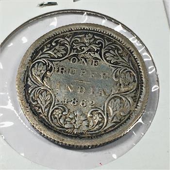 1862 Indian Silver 1 Rupee