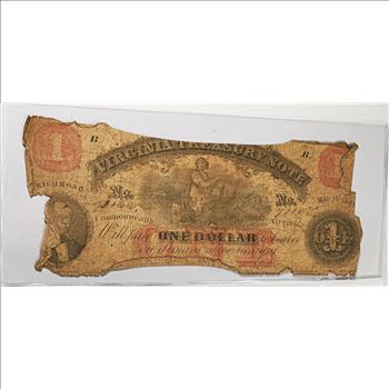 1862 One Dollar Virginia Treasury Note*Richmond, VA