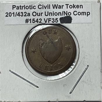 1863 Patriotic Civil War Token - Our Union - No Compromise