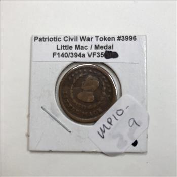 1863 Patriotic Civil War Token Store Card *Over 150 Years Old