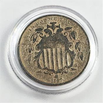 1867 without Rays Shield Nickel*In Protective Holder