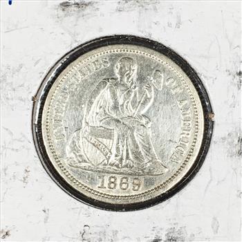 1869 Silver Seated Liberty Dime*LIBERTY Fully Visible*High Grade