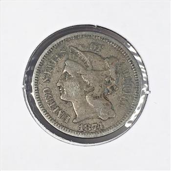 1874 Nickel 3c Coin*LIBERTY Fully Visible