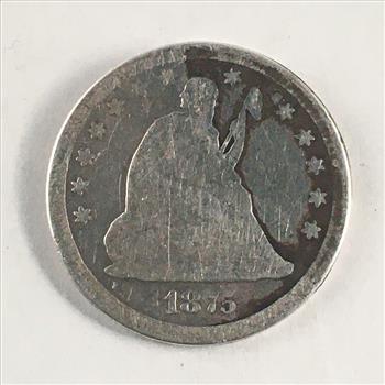 1875 Silver Seated Liberty Quarter