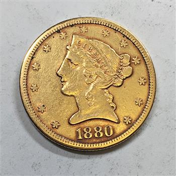 1880-S Liberty Head $5 Gold Half Eagle