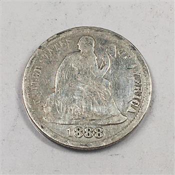 1888 Silver Seated Liberty Dime*LIBERTY Fully Visible